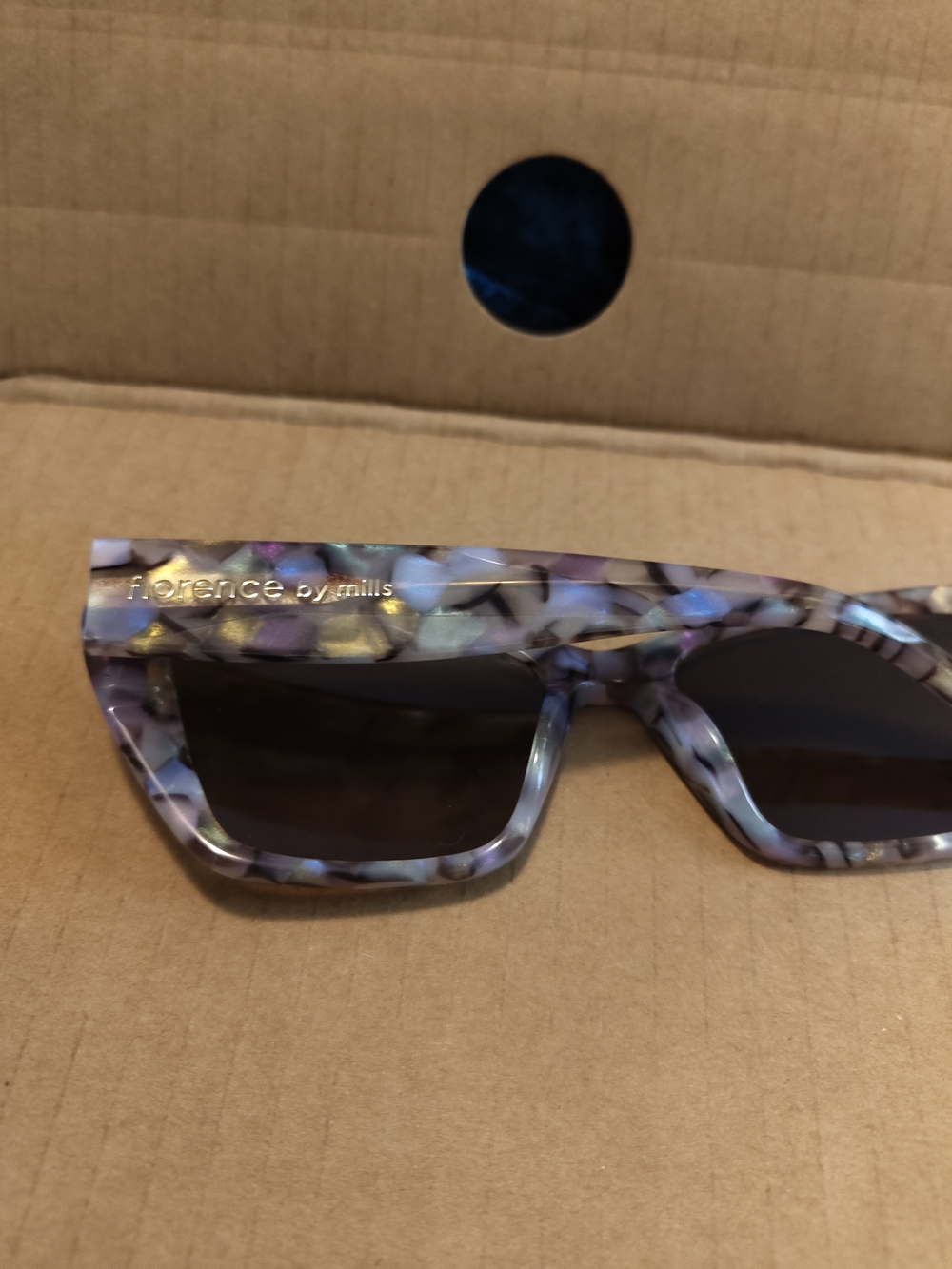 Purple Marble Square Women's Sunglasses - Picture 2 of 2